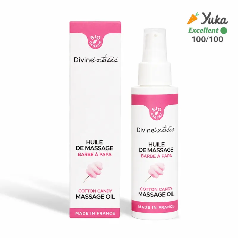 Huile de massage gourmande barbe à papa Bio
