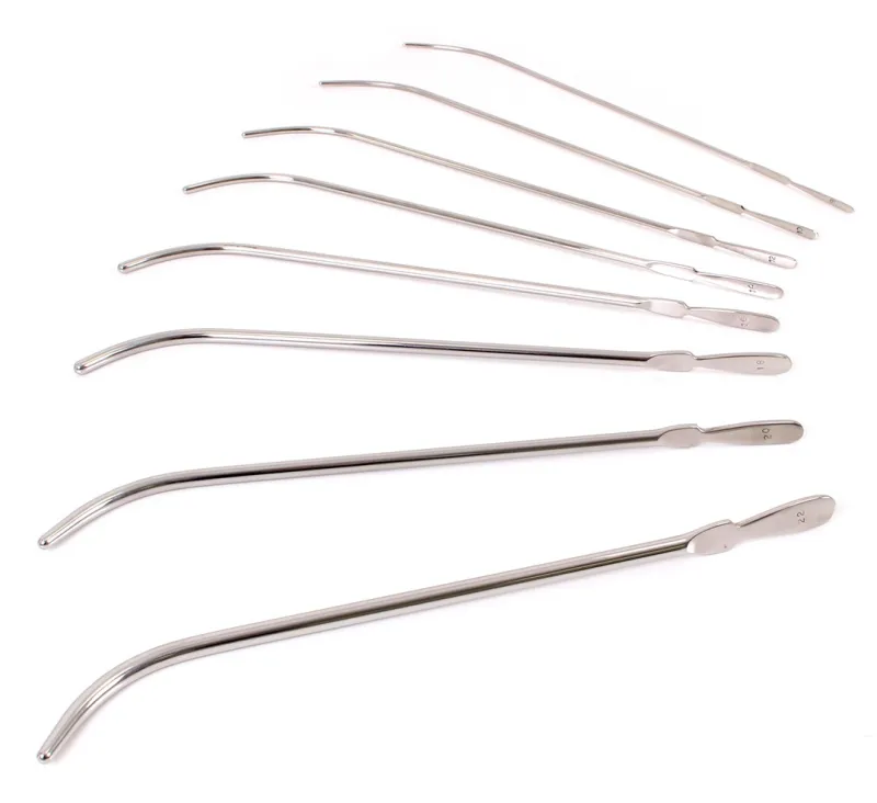 Lot de 8 Tiges d'urètre courbées VAN BUREN 22cm - Diamètres 3 à 7mm