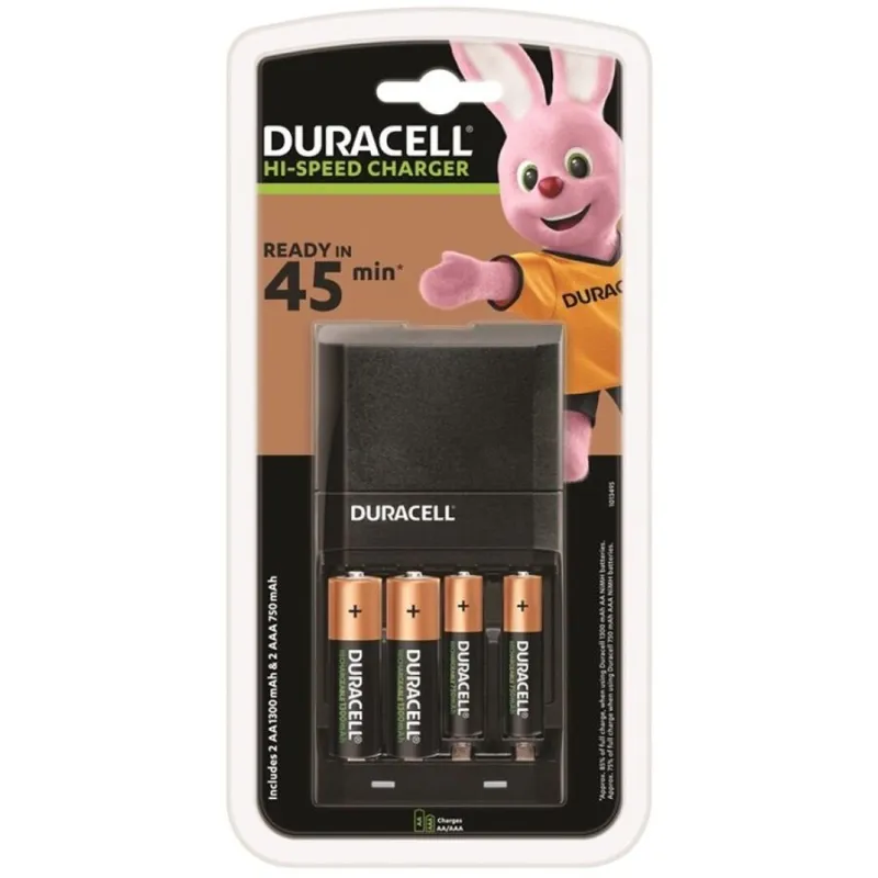 Chargeur rapide 45 min + 2xAA + 2xAAA 1700/750mAh - Duracell