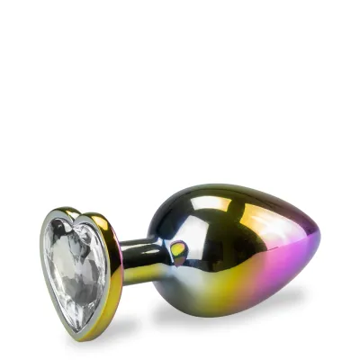 Bijou anal rosebud cœur arc-en-ciel M