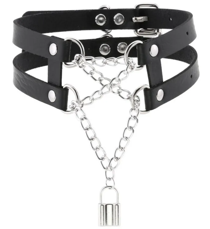 Collier Ras de cou PENDANT LOCK Noir