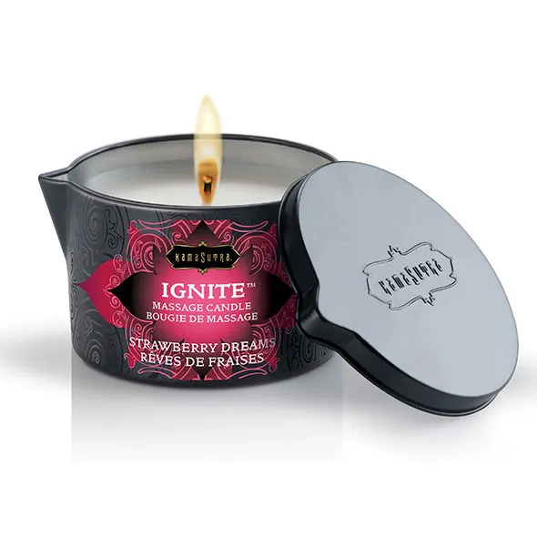 Bougie de Massage Rêves de Fraises 170g - Kamasutra