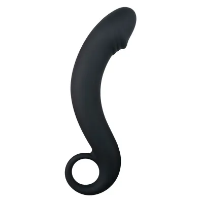 Gode de prostate en silicone noir - 17,5 cm