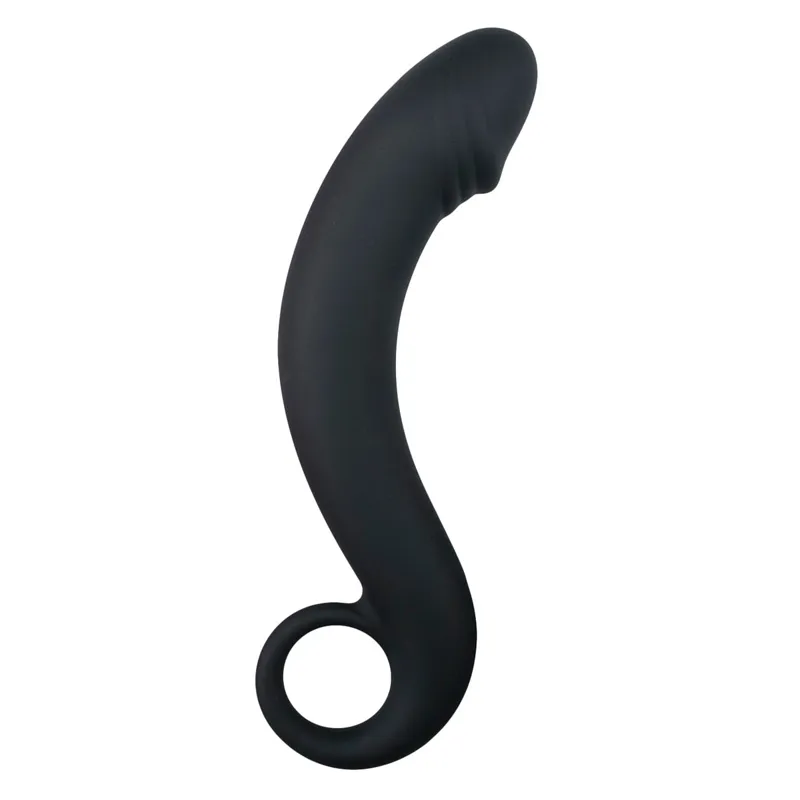 Gode de prostate en silicone noir - 17,5 cm
