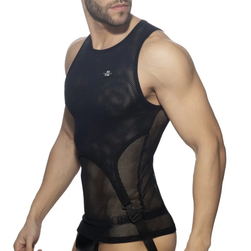 AD Fetish Débardeur MESH DOUBLE CLIP Noir
