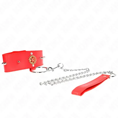 Collier BDSM Diamants Rouges avec Laisse 65cm - KINK