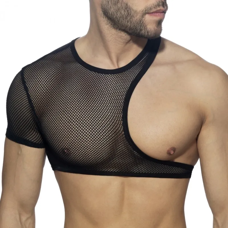 Crop Top IRREGULAR MESH Noir