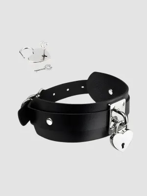 Collier BDSM cadenas coeur noir et argent