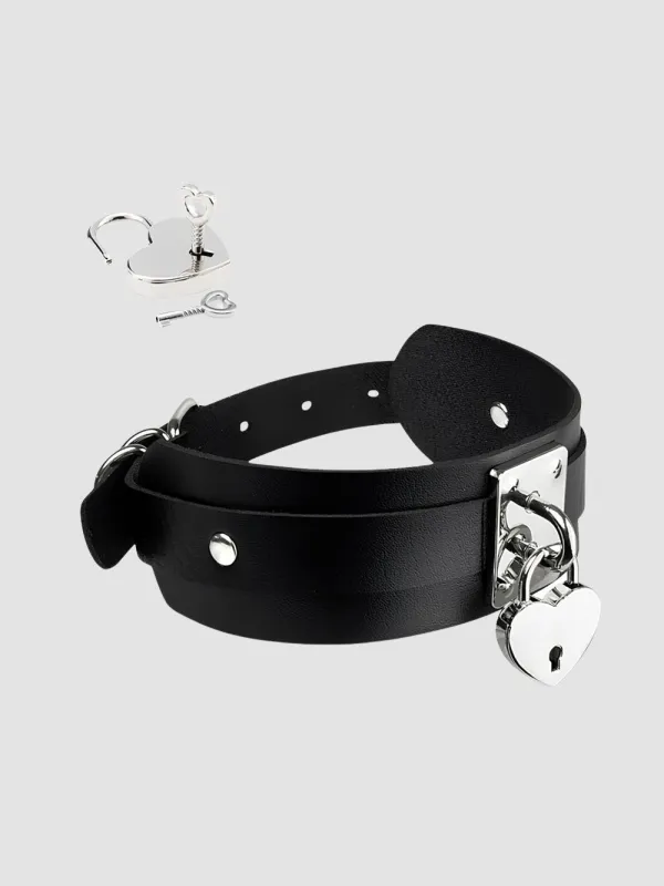 Collier BDSM cadenas coeur noir et argent
