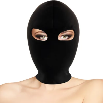 Cagoule BDSM soumission en élasthanne noir - Darkness