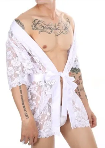 NoGenderWear Peignoir court Dentelle NIGHT LACE Blanc