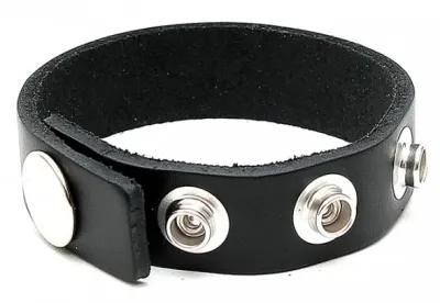 Anneau pénien en cuir BRUT 4 Pressions Noir