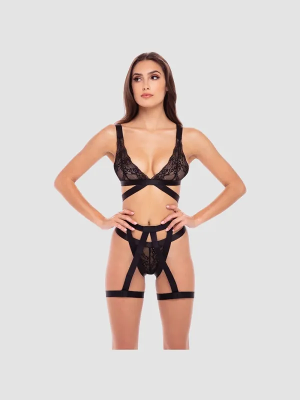 Ensemble 3 Pièces Harnais Lanières Noir