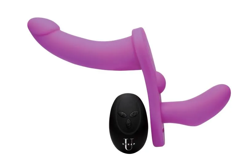 XR Brands - Double Dildo Vibrant avec Harnais - Violet