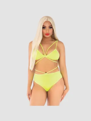 Ensemble 2 Pièces 81602 Lanières Jaune Fluo