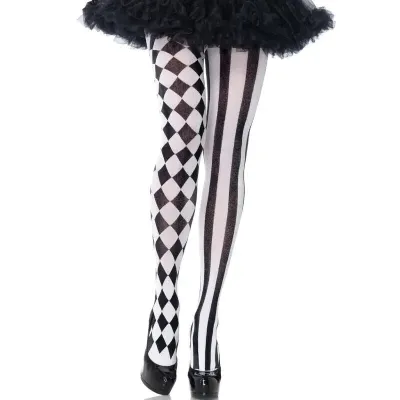 Collants Arlequin Noir/Blanc Taille Unique - Leg Avenue