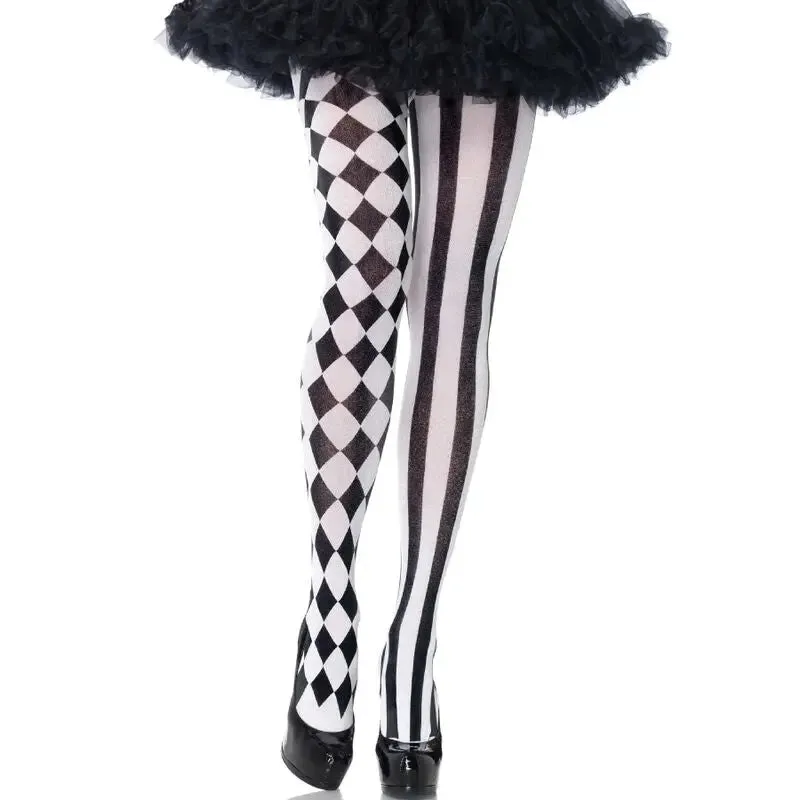 Collants Arlequin Noir/Blanc Taille Unique - Leg Avenue