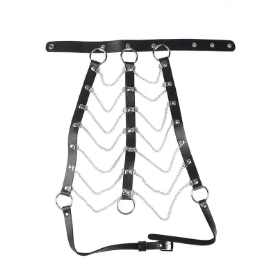 Harnais Poitrine Chaîne S Cuir Noir Taille Unique - Subblime