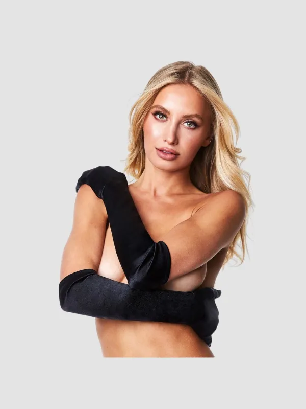 Gants longs opéra satin noir