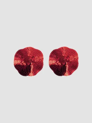 Caches-Tétons Sequin Pétales Rouges