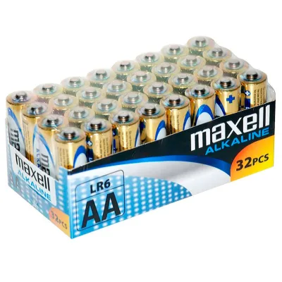 Piles Alcalines AA LR6 Pack de 32 Unités - Maxell
