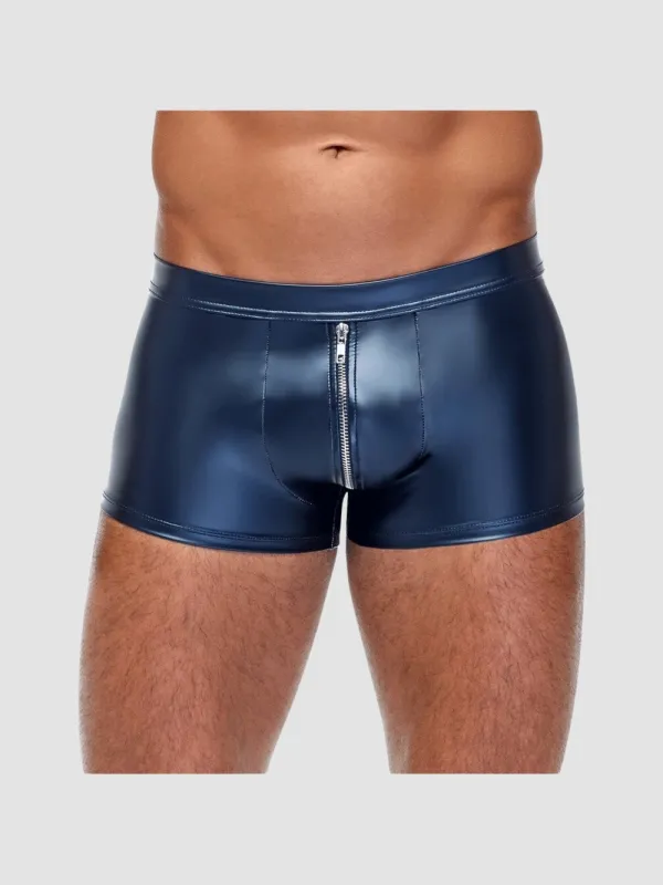 Boxer zip métallique bleu