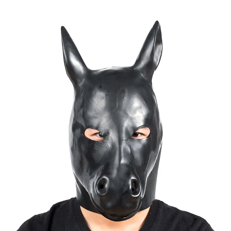 Masque Tête de cheval en latex HORSE Noir