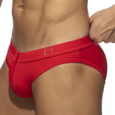 Slip de bain ALLOVER ZIP Rouge