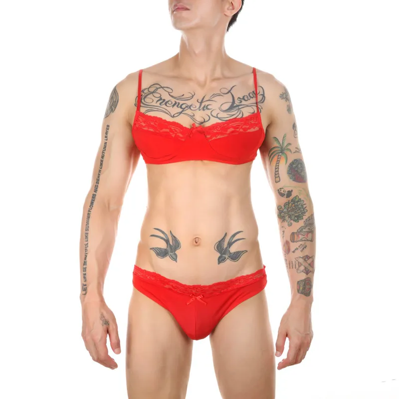 NoGenderWear Ensemble Slip et Bra TARMINA Rouge