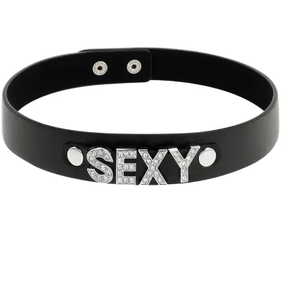 Collier BDSM Ras de Cou Sexy Cuir Végan Noir - Coquette Chic