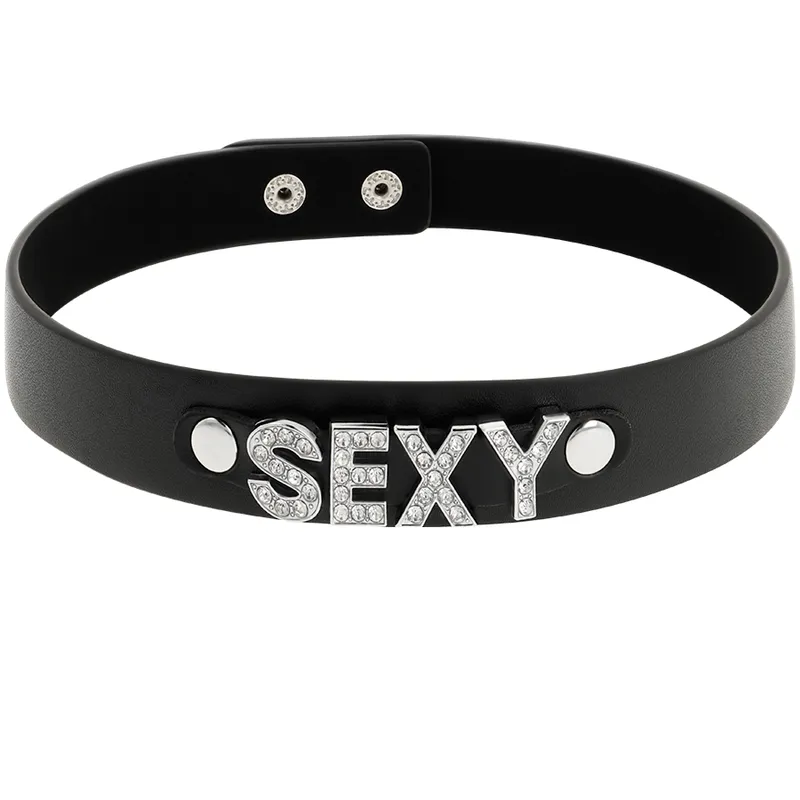 Collier BDSM Ras de Cou Sexy Cuir Végan Noir - Coquette Chic