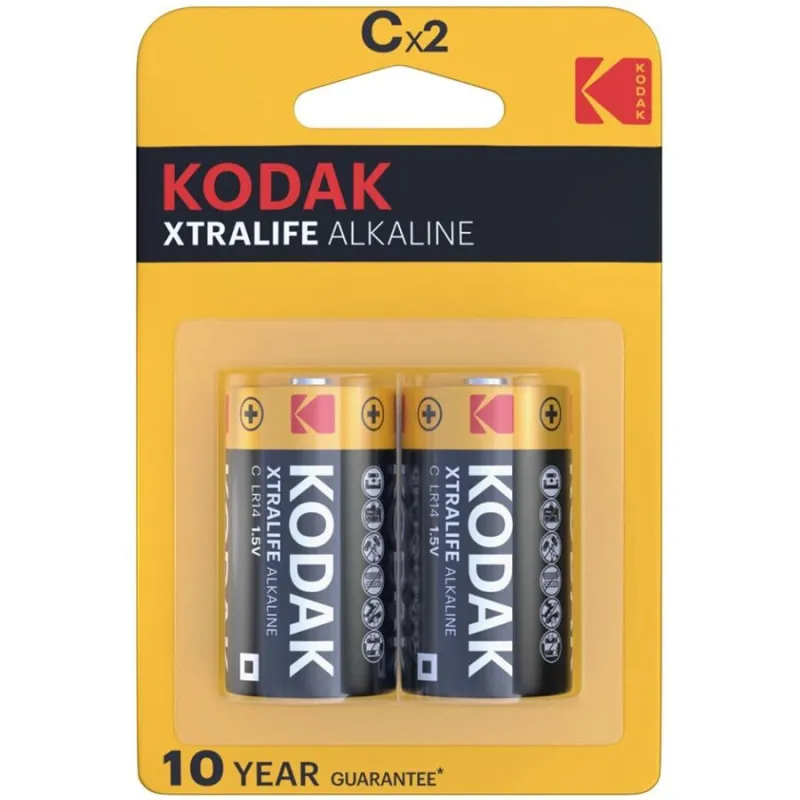Piles alcalines Xtralife C 1.5V pack de 2 - Kodak
