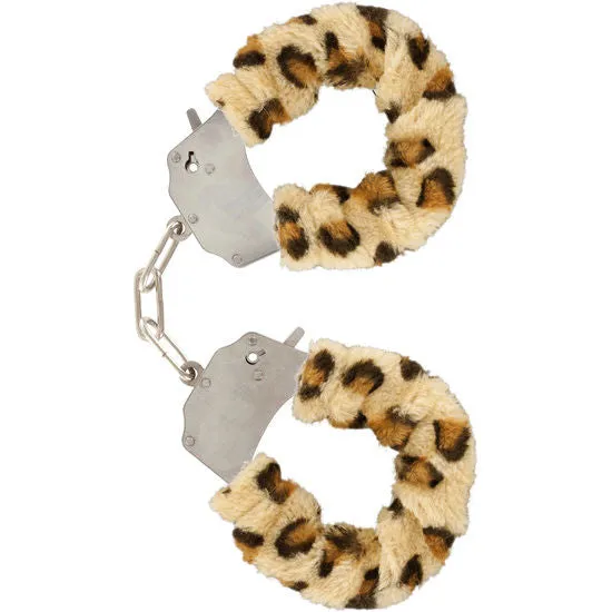 Menottes en fourrure léopard avec chaîne - Toyjoy