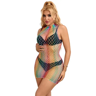 Robe Résille Col Montant Arc-en-ciel Taille Unique - Subblime