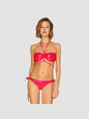 Maillot de Bain 2 Pièces Coralya Wetlook Rouge
