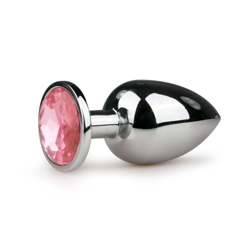 EasyToys Plug Anal En Métal Argenté Avec Cristal Rose 10 cm