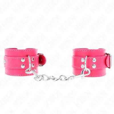 Menottes Cuir KINK Rose Framboise Réglables - KINK