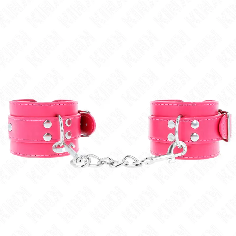 Menottes Cuir KINK Rose Framboise Réglables - KINK