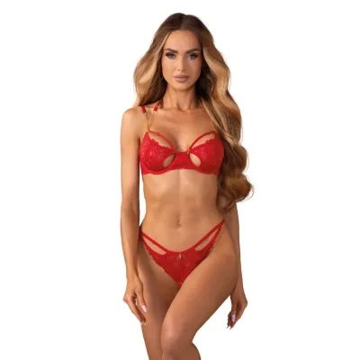 Obsessive Matildea Ensemble Lingerie Ouvert 2 Pièces Rouge 2XL/3XL