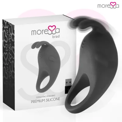 Anneau vibrant Brad premium en silicone rechargeable noir - Moressa