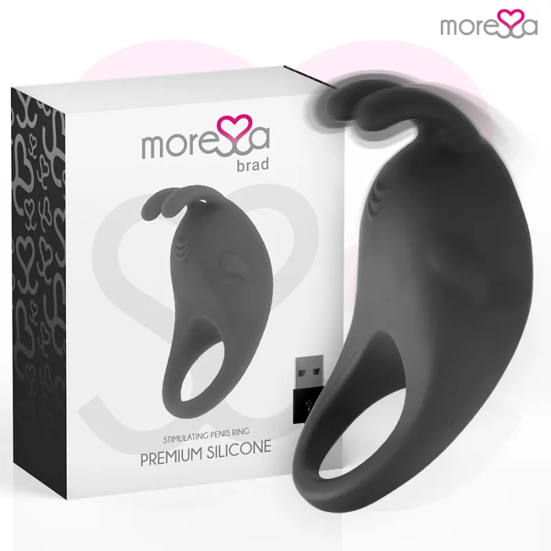 Anneau vibrant Brad premium en silicone rechargeable noir - Moressa