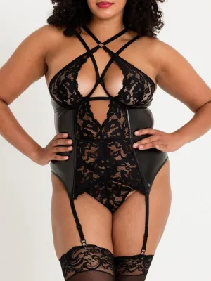Ensemble guêpière wetlook et dentelle Fierce Romance GT