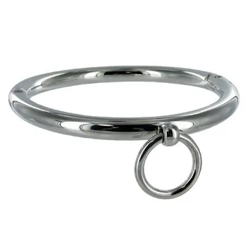 Collier BDSM verrouillable chromé 18cm - Metal Hard