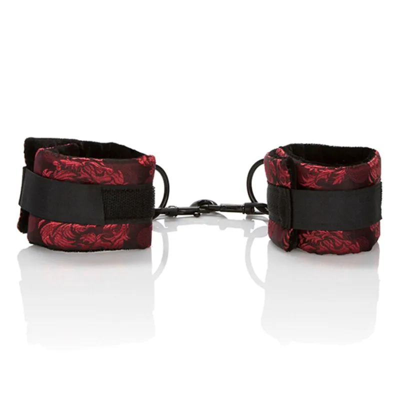 Menottes Universelles Scandal Brocart Rouge Noir - CalExotics