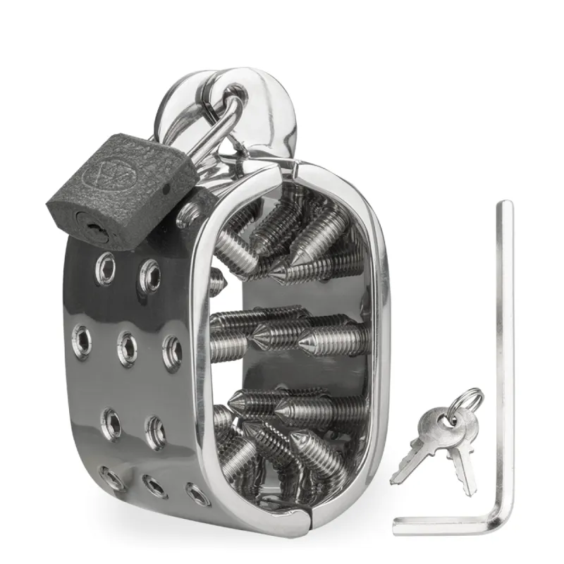 Ballstretcher avec piques et cadenas Hard Lesson