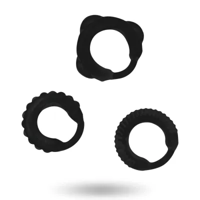 Anneaux Péniens Ensemble C-Ring Noir - Addicted Toys