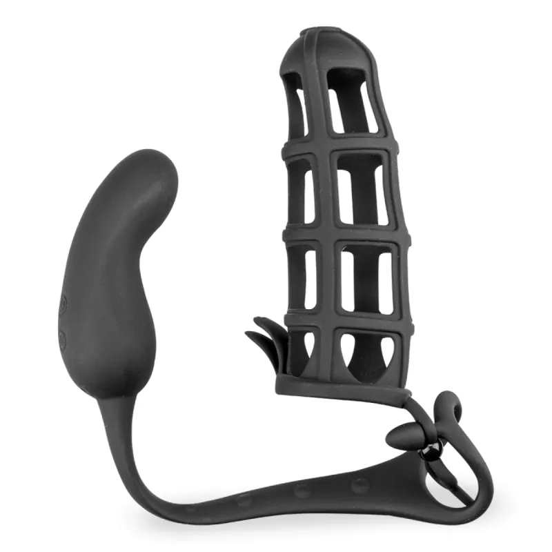 Vibromasseur anal Cage à pénis anneau stimulateur prostate vibrant -