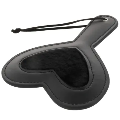 Paddle BDSM Cœur Velours Noir 19cm - Darkness