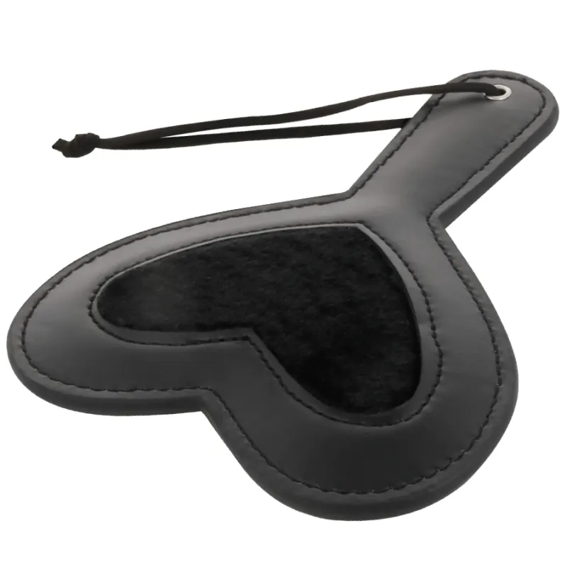 Paddle BDSM Cœur Velours Noir 19cm - Darkness