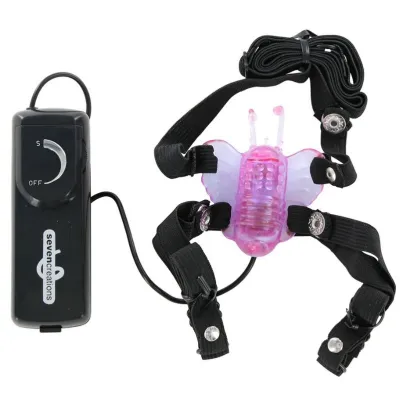 Stimulateur papillon vibrant avec sangles - Seven Creations